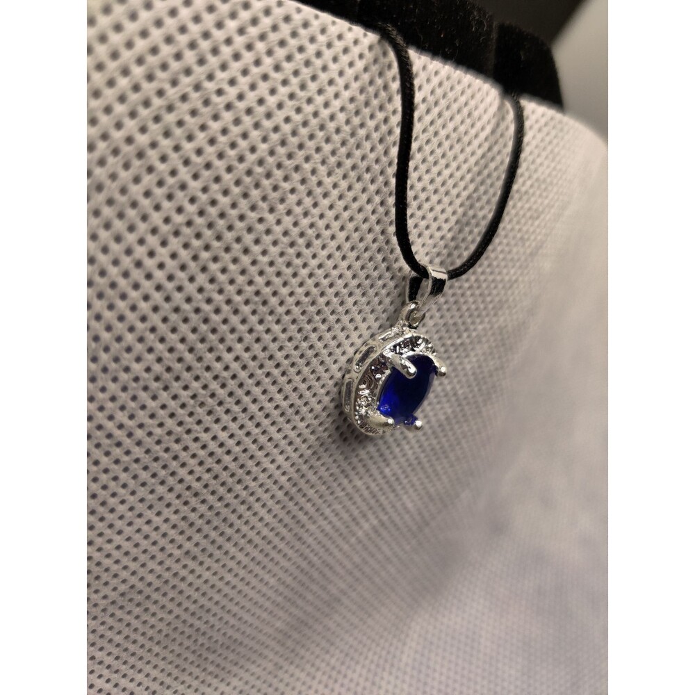 925 Blue Rhinestone Pendant - Picture 2 of 4